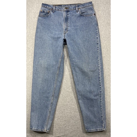 Levis 551 Jeans Womens Sz 16 34x30 Relaxed Fit Tapered Leg Distressed aded Denim - Picture 1 of 15